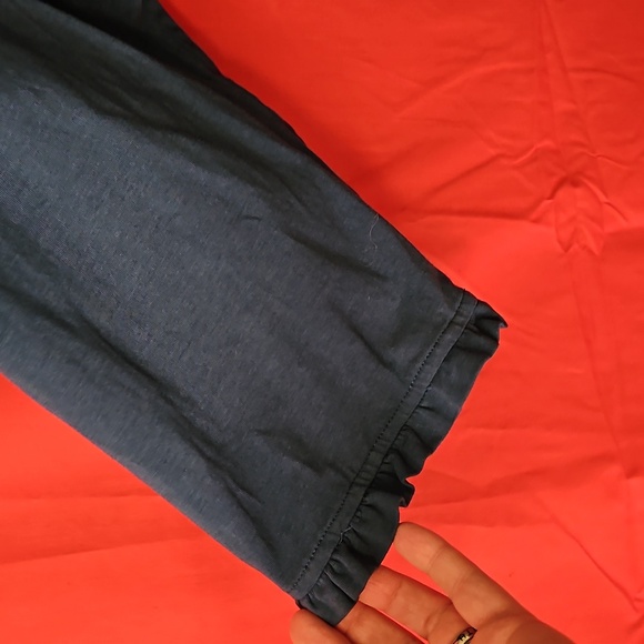 Lands' End 2X Teal Ruffle Button-Up Shirt EUC - Picture 4 of 7